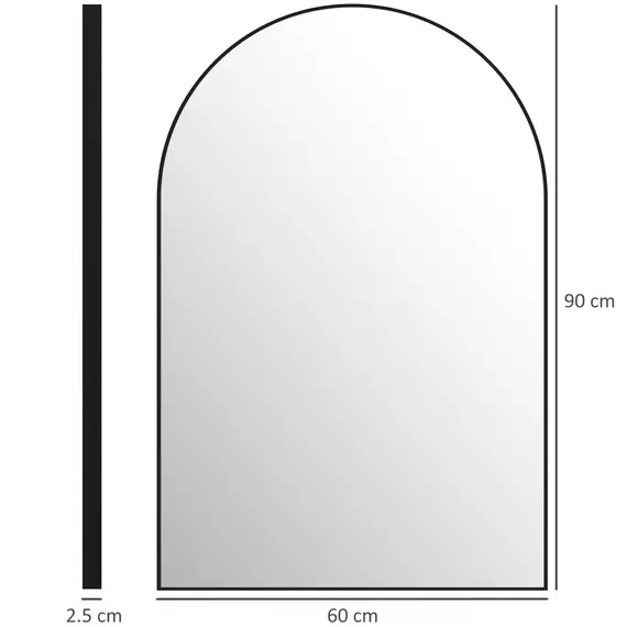 Buy 60 x 90cm Arched Home Mirror - Black, 3 image