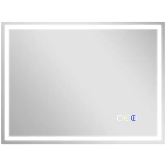 Buy 60 x 80 cm Anti-Fog LED Bathroom Mirror, with Bluetooth and Clock - Silver Tone
