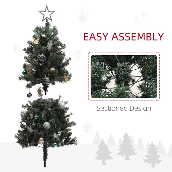 Buy 5ft Pre-Lit Xmas Tree with Decorations, Green, Blue and Warm White, 7 image
