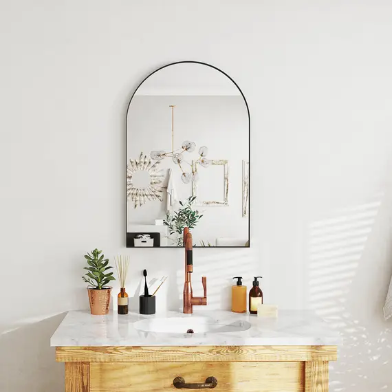 Buy 60 x 90cm Arched Home Mirror - Black, 2 image