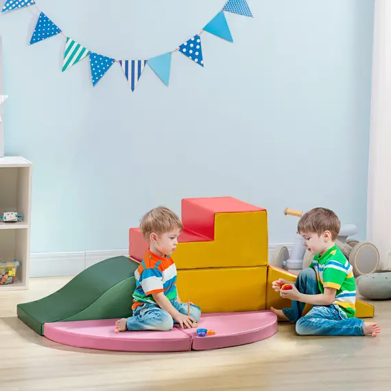 Buy 6 Piece Soft Play Equipment for Kids Climb and Crawl, Red, 2 image
