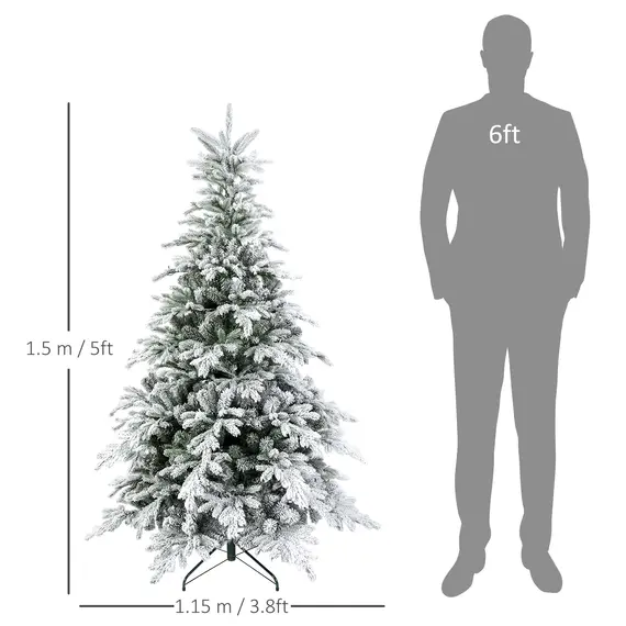 Buy 5ft Bushy Snow-Flocked Artificial Christmas Tree, with LED Lights, 3 image