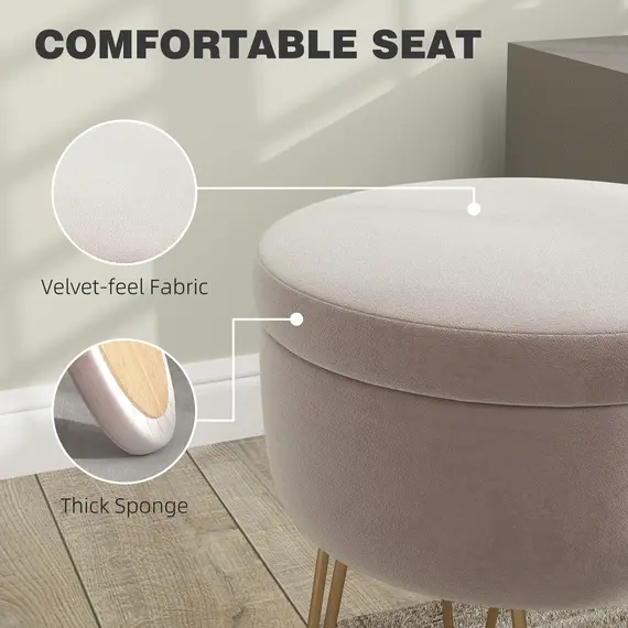 Buy 5L Velvet-Feel Storage Ottoman - Light Pink, 5 image