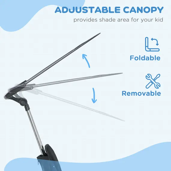 Buy 6 in 1 Tricycle for Kids with 5-point harness straps, Removable Canopy, Dark Blue, 5 image