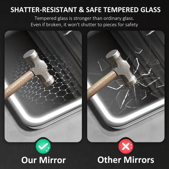 Buy 50 x 70 cm Bluetooth LED Bathroom Mirror with Anti-Fog - Silver Tone, 8 image