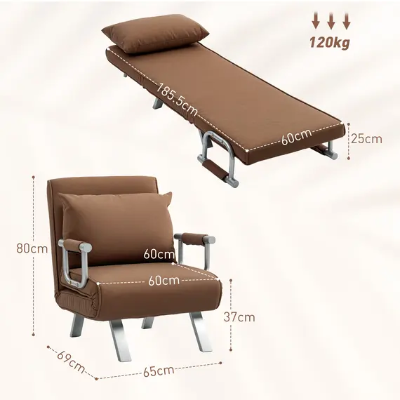Buy 4-in-1 Faux Suede Chair Bed - Coffee, 3 image