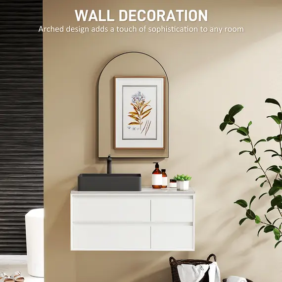 Buy 60 x 90cm Arched Home Mirror - Black, 6 image