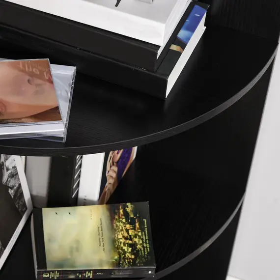 Buy 4-Tier Corner Open Shelf Bookcase Freestanding Fan Bookshelf Plants Stand, 40x40x120cm, Black, 9 image