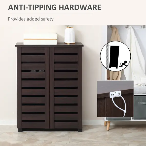 Buy 5-Tier Narrow Shoe Cabinet with Adjustable Shelves - Dark Brown, 7 image