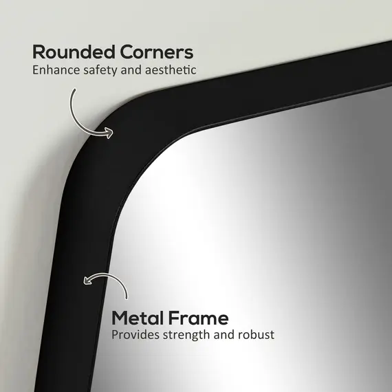 Buy 90 x 60cm Curved Bathroom Mirror - Black, 5 image