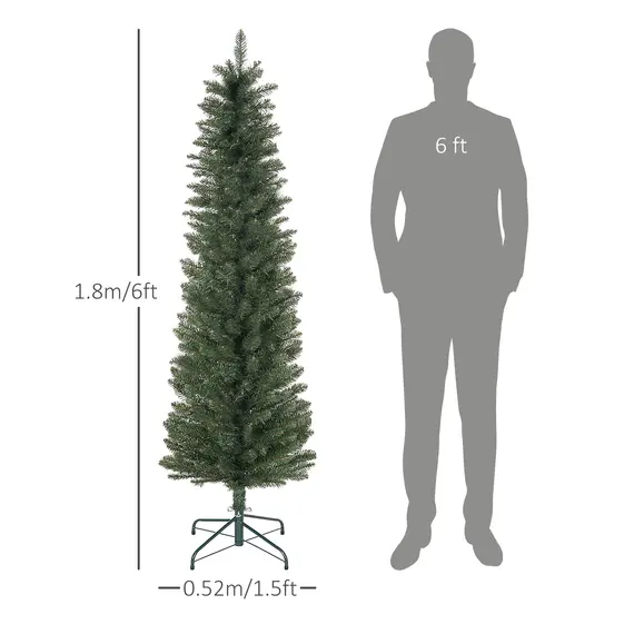Buy 6ft Artificial Bare Pencil Christmas Tree - Green, 3 image
