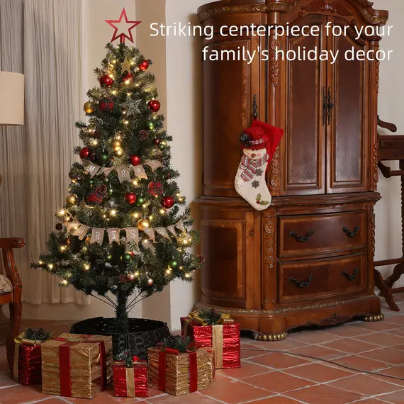 Buy 6ft Pre-Lit Xmas Tree with Decorations, Green, Red and Warm White, 4 image