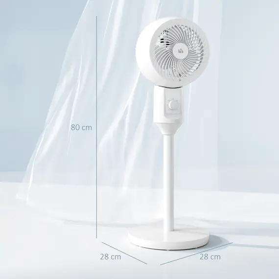 Buy 9'' Air Circulator Fan 3 Speed, 70° Oscillation 90° Vertical Tilt, Carry Handle, Pedestal Fan, Pedestal Fan for Living Room, Bedroom, Office, White, 3 image