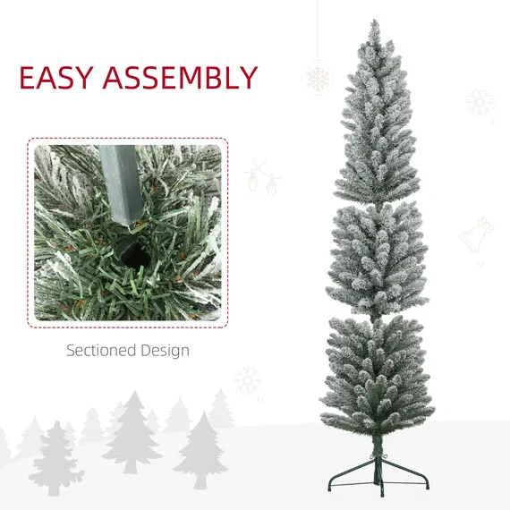 Buy 6ft Artificial Snowy Pencil Christmas Tree - White, 6 image