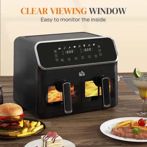 Buy 8L Dual Basket Air Fryer, 80-200„ƒ, with Sync Function - Black/Silver, 7 image