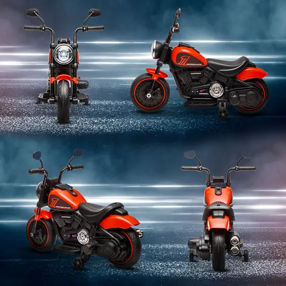 Buy 6v Electric Motorbike with Training Wheels, One-Button Start - Red, 8 image