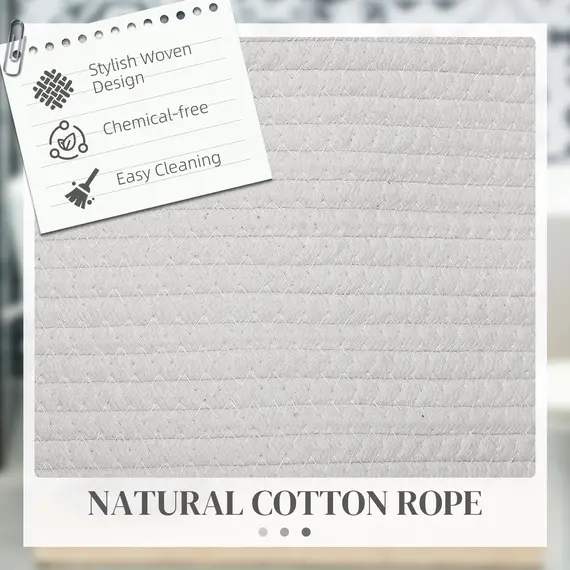 Buy 88L Cotton Rope Laundry Basket, with Handles - Cream White, 4 image