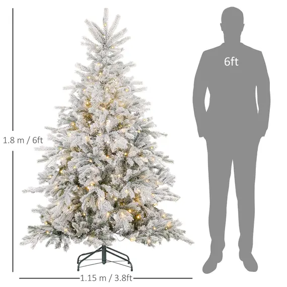 Buy 6ft Bushy Snow-Flocked Artificial Christmas Tree, with LED Lights, 3 image