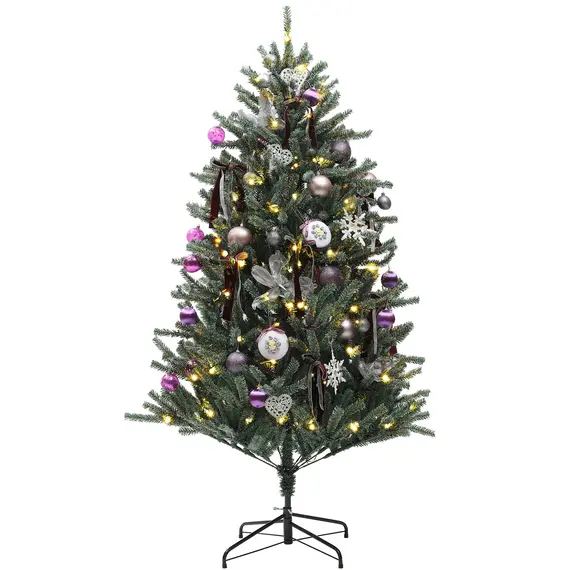 Buy 6ft Artificial Christmas Tree, with Purple Decorations and Lights