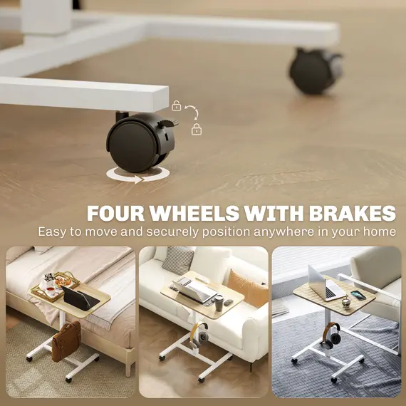 Buy 75-115cm Manual Adjustable Sit-To-Stand Desk - White/Wood-Effect, 5 image