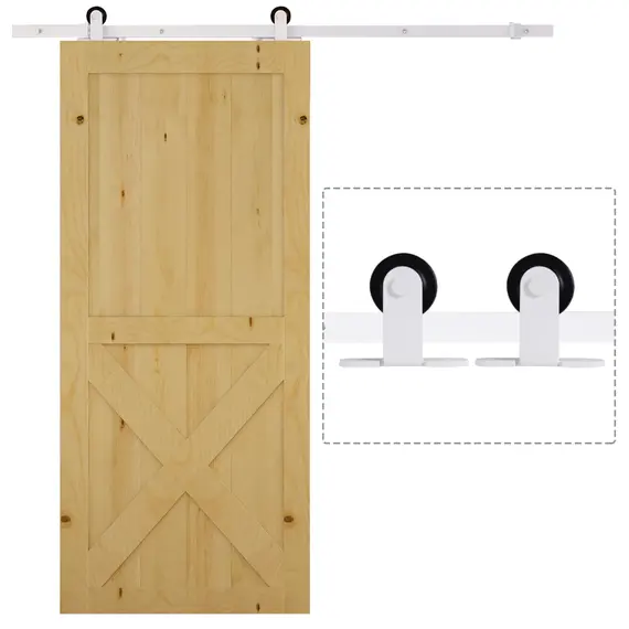 Buy 6FT Rustic Interior Sliding Barn Door Mounting Hardware Kit - White