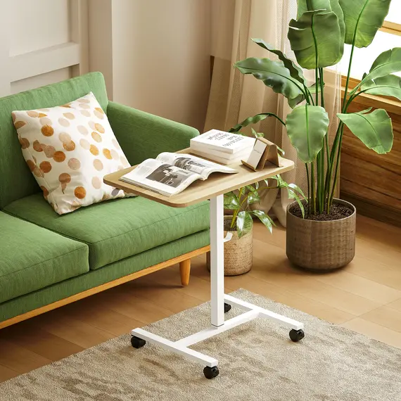 Buy 75-115cm Manual Adjustable Sit-To-Stand Desk - White/Wood-Effect, 8 image