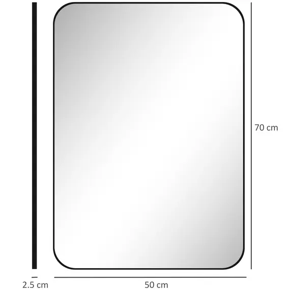 Buy 70 x 50cm Curved Bathroom Mirror - Black, 3 image
