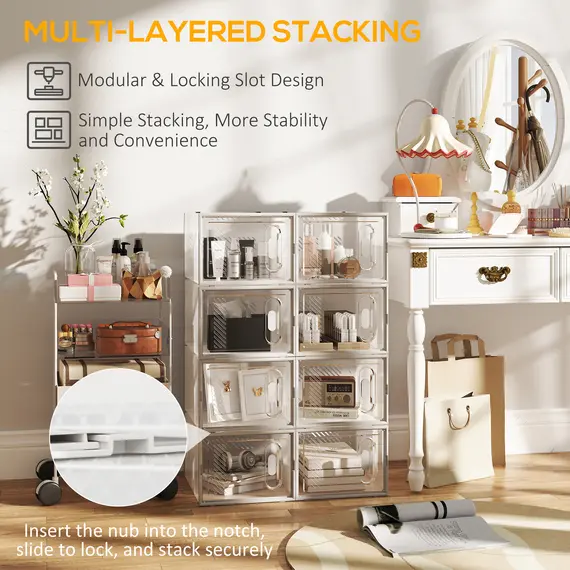 Buy 8PCS Clear Shoe Box, Plastic Stackable Shoe Storage Box for UK/EU Size up to 12/46 with Magnetic Door for Women/Men, 28 x 36 x 21 cm, 4 image