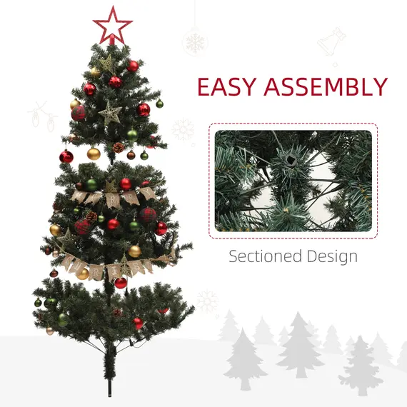 Buy 6ft Pre-Lit Xmas Tree with Decorations, Green, Red and Warm White, 7 image