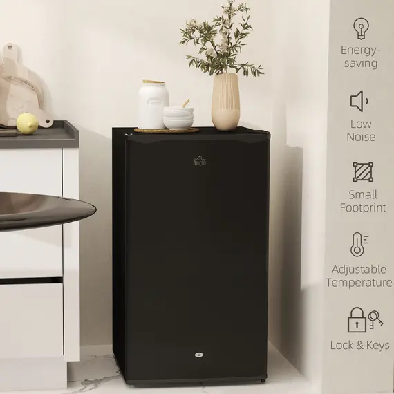 Buy 91L Freestanding Under-Counter Fridge with Lock - Black, 8 image