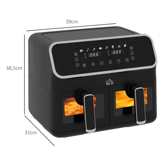 Buy 8L Dual Basket Air Fryer, 80-200„ƒ, with Sync Function - Black/Silver, 3 image