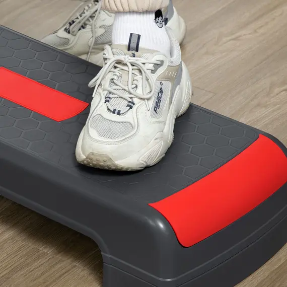 Buy Aerobic Step, 10cm, 15cm & 20cm Height Adjustable Exercise Stepper for Exercise Workout, Nonslip Step Board Great for Home & Office, Grey and Red, 9 image