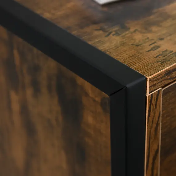 Buy Bedroom Chest of Drawers, Industrial 3-Drawer Dresser, Storage Drawers Unit with Metal Frame for Living Room, Rustic Brown, 9 image