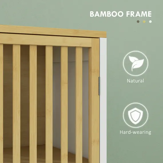 Buy Bamboo-Blend Retro Cut-Out Tall Bathroom Storage Unit, 5 image