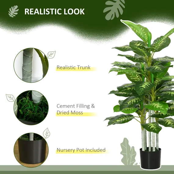 Buy Artificial Evergreen Tree Fake Decorative Plant in Nursery Pot for Indoor Outdoor Decor, 120cm, 5 image