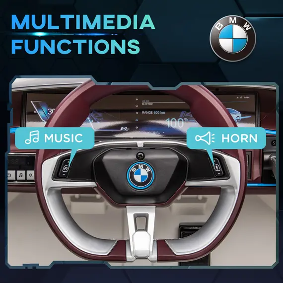 Buy BMW i4 Licensed 12V Kids Electric Ride-On Car, White, Red and Light Blue, 6 image