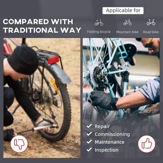 Buy Bike Repair Stand Workstation, Bicycle Maintenance Workstand, Height Adjustable, with Tool Tray & 360° Rotating Adjustable Clamp for Home Mechanic Workshop, 6 image