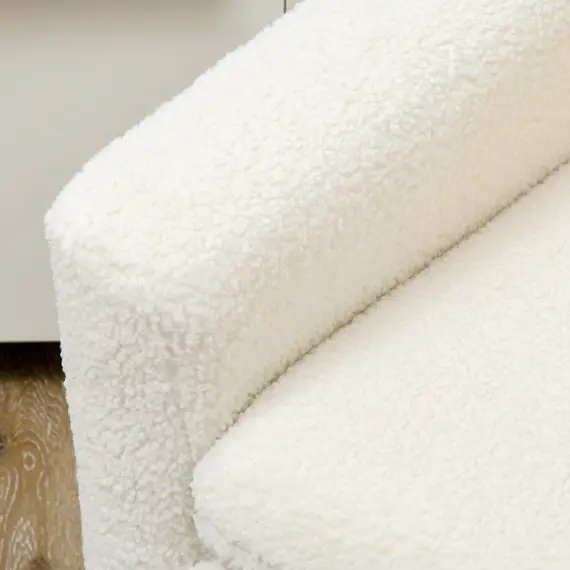 Buy Armchair, Upholstered Accent Chair with Wood Legs and Wide Padded Seat, Teddy Occasional Chair, Cream White, 8 image