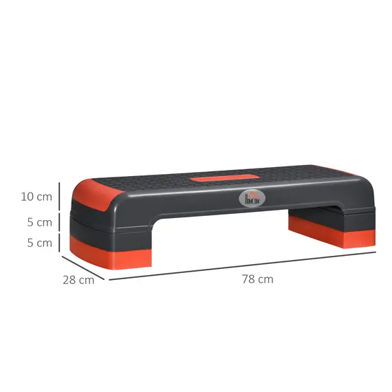 Buy Aerobic Step, 10cm, 15cm & 20cm Height Adjustable Exercise Stepper for Exercise Workout, Nonslip Step Board Great for Home & Office, Grey and Red, 3 image