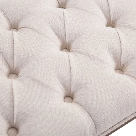 Buy Bed End Side Chaise Lounge Sofa Stool Chic Button Tufted Window Hallway Seat Bench Wooden Leg Fabric Cover Padded Beige, 7 image
