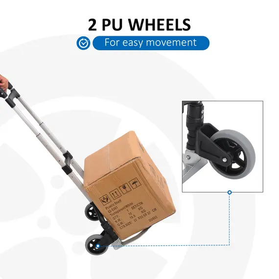 Buy Aluminium Folding Hand Truck Trolley, Heavy Duty Foldable Sack Cart with Adjustable Telescoping Handle, 70KG Load Capacity, 5 image