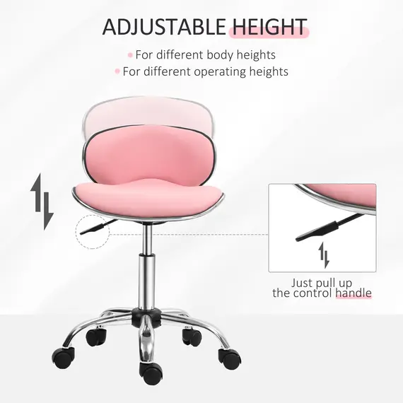 Buy Adjustable Rolling Swivel Beauty Salon Chair, Stool for Spa, Pink, 4 image