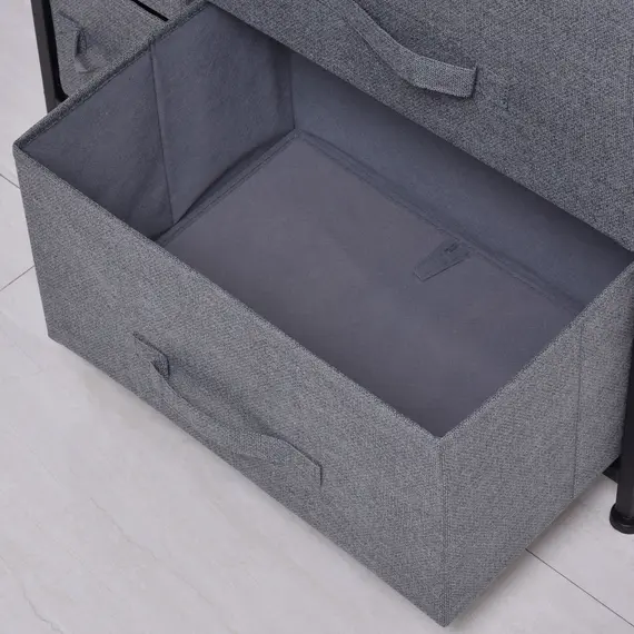 Buy Chest of Drawers with 7 Drawers, Fabric Drawers with Large Storage Space, Drawers Dresser with Metal Frame, Adjustable Feet for Bedroom Living Room, Dark Grey, 7 image