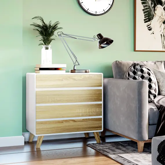 Buy Chest of Four Drawers - Wood-Effect/White, 8 image