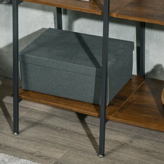 Buy Clothes Rail, Metal Clothes Rack with Shoe Rack, 5 Tier Storage Shelves, 5 Side Hooks, Coat Stand for Bedroom, Living Room, Hallway, Rustic Brown and Black, 9 image