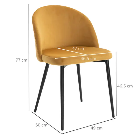 Buy Dining Chairs Set of 2 Contemporary Design for Office Dining Kitchen with Soft Fabric Seat and Back Living Room, Yellow, 3 image