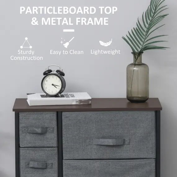 Buy Chest of Drawers with 7 Drawers, Fabric Drawers with Large Storage Space, Drawers Dresser with Metal Frame, Adjustable Feet for Bedroom Living Room, Dark Grey, 6 image