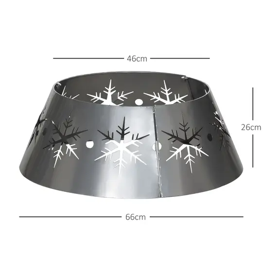 Buy Christmas Tree Collar, 66cm Christmas Tree Base Cover with Hollow Snowflake Patterns, Xmas Decoration for Party, Holiday, Home, Silver, 3 image