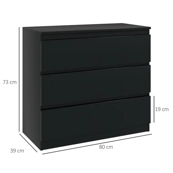 Buy Chest of Three Drawers - Black, 3 image