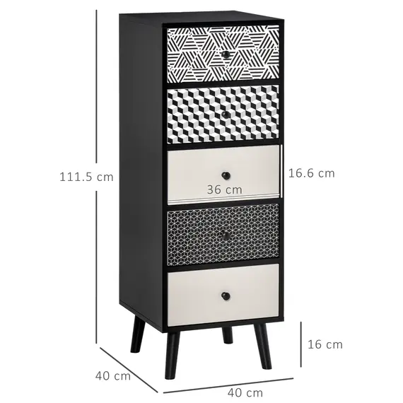 Buy Chest of Drawers, 5 Drawer Dresser, Vertical Storage Organizer Unit for Bedroom, Living Room, 3 image